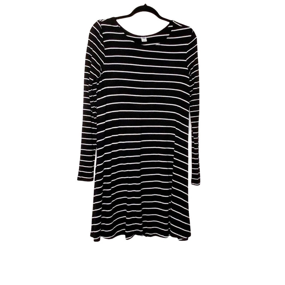 Old NAVY black striped shift dress. Long sleeves/ Size M - Picture 5 of 7